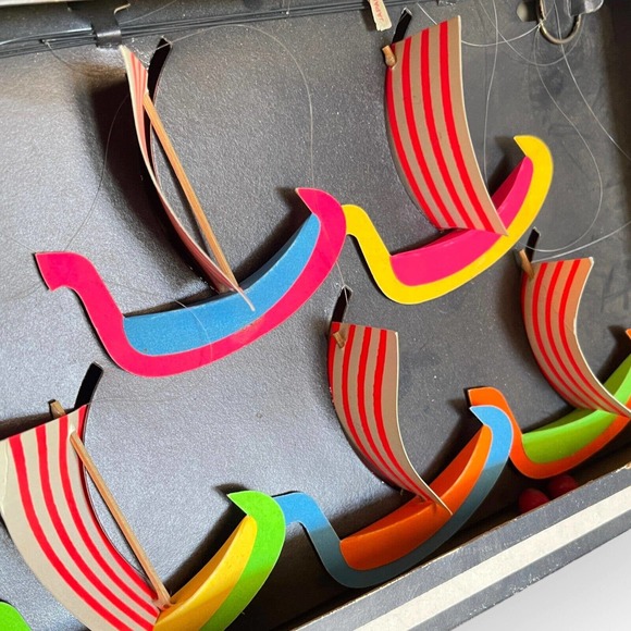 Vintage Other - Deadstock 60s 70s Otagiri Psychedelic Dayglo Viking Ship Mobile Neon Paper
